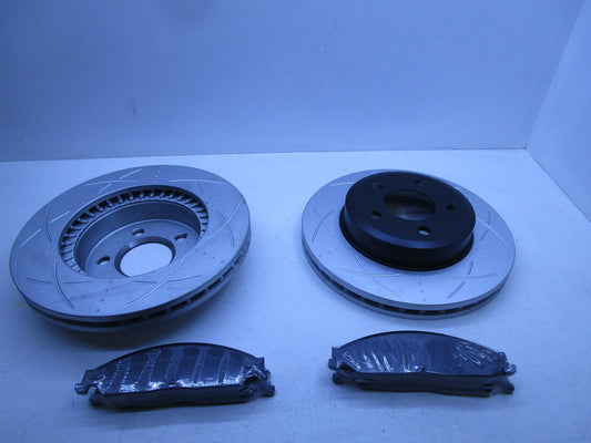 Front PAIR Brake Disc Rotor + PAD FOR FAIRMONT FAIRLANE BA BF SLOTTED COATED