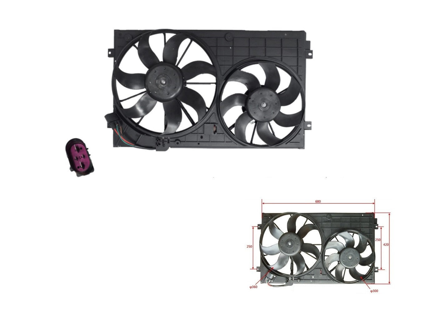 RADIATOR FAN ENGINE FAN FOR VOLKSWAGEN GOLF MK6 5K DISTANCE-250MM 10/2008-07/13