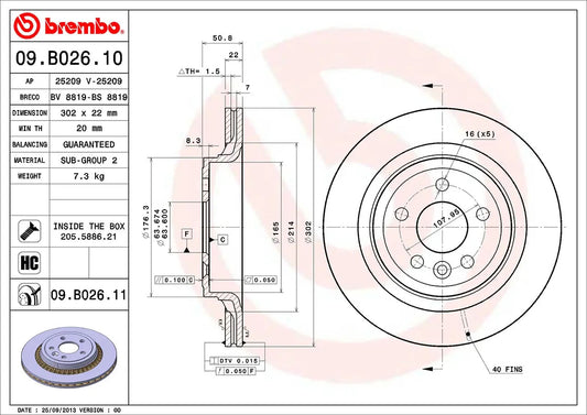 Brembo REAR Disc Brake Rotor FOR Volvo XC60 2.0L T5 AWD 2013-2017 *302MM-DISC