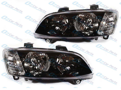 Headlight Pair Black Non Projector for Holden Commodore VE SS SV6 Series 2