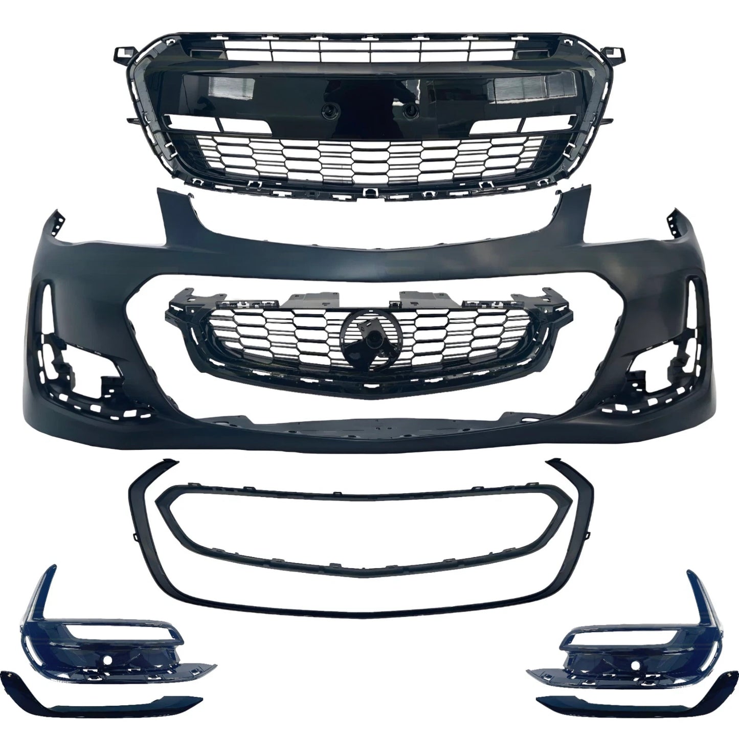 COMPLETE  FRONT BAR + BLACK GRILLE KIT HOLDEN COMMODORE VF SS SV6 SSV SERIES-2