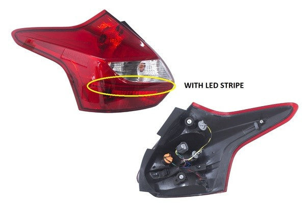NEW LEFT SIDE TAIL LIGHT FOR FORD FOCUS LW HATCHBACK 04/11-11/14 WITH LED STRIPE