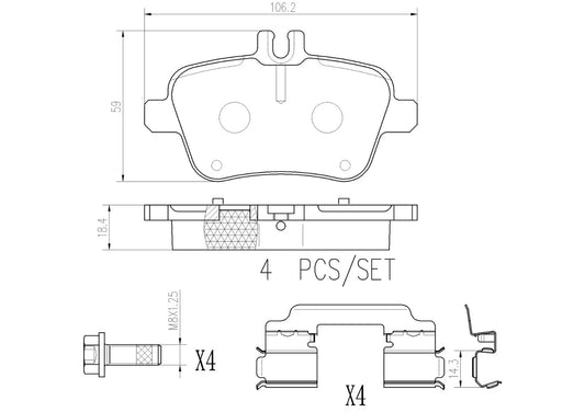 Brembo REAR Brake Pad Set For Mercedes-Benz A-Class A250 4-matic hatch 2013â€“2018