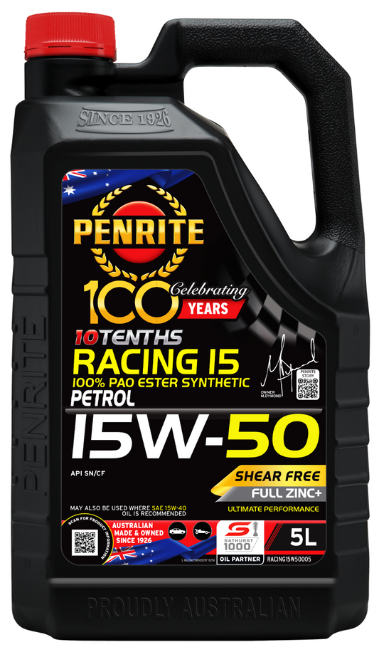 5-L ENGINE OIL *PENRITE* RACING15W50005  10 TENTHS RACING 15W-50 (100% PAO ESTER