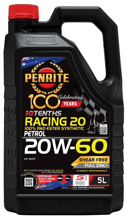 5-L ENGINE OIL *PENRITE* RACING20W60005  10 TENTHS RACING 20W-60 (100% PAO ESTER
