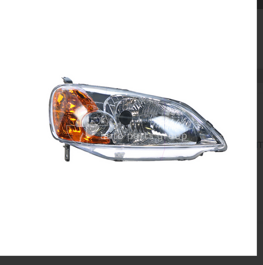 NEW RIGHT HEADLIGHT FOR HONDA CIVIC ES 11/00-12/02 AMBER HALOGEN MANUAL ADJUST