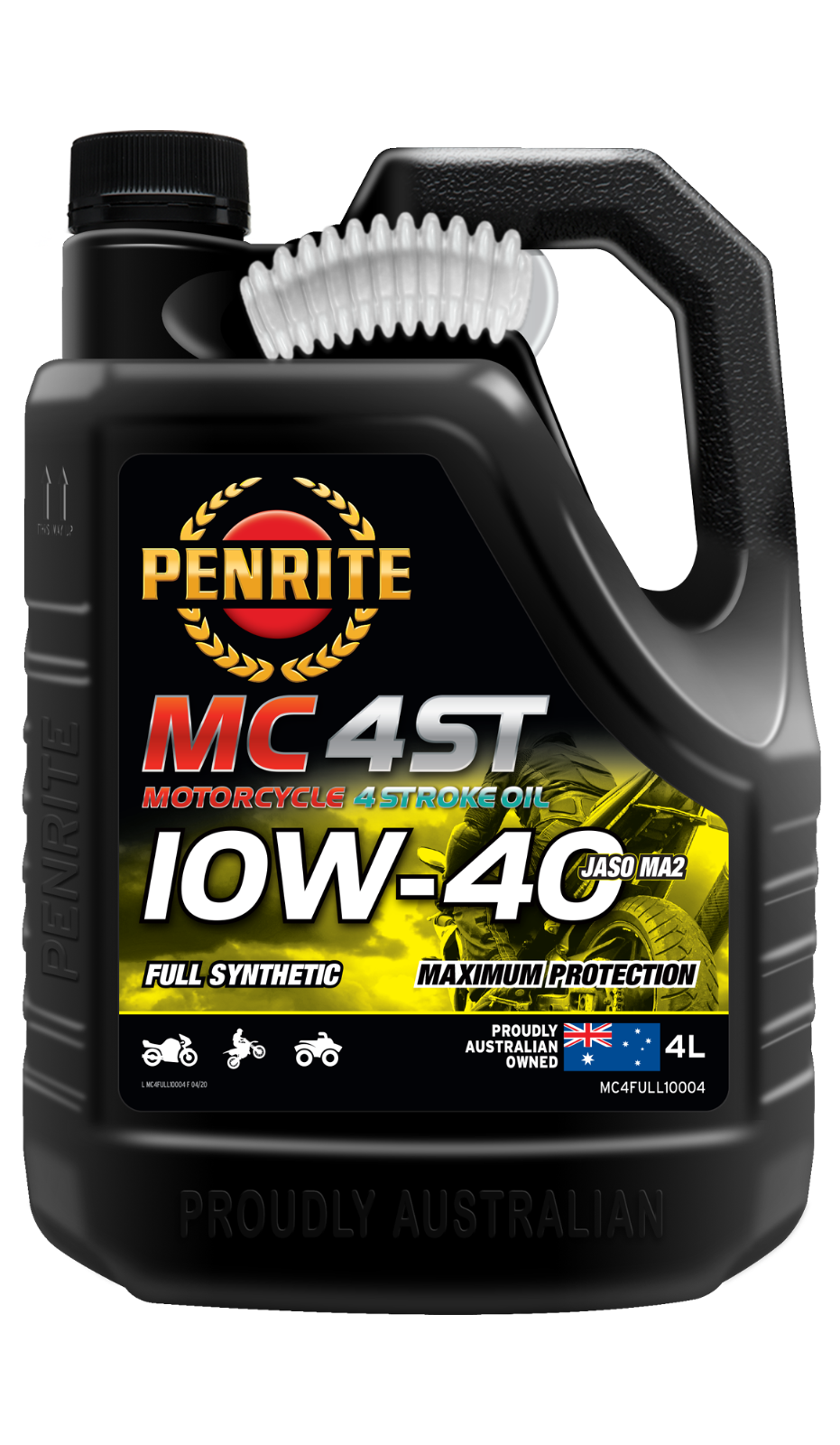 4-Litre *PENRITE* MC4FULL10004  MC-4ST FULL SYNTHETIC 10W-40 4-Stroke Engine Oil