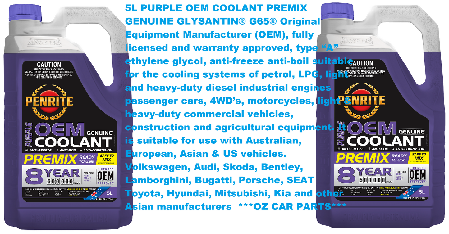 5L  PURPLE OEM COOLANT PREMIX Anti-Freeze COOLPURPLEPMX005 PENRITE