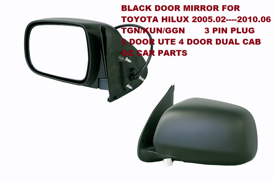 LEFT SIDE DOOR MIRROR FOR TOYOTA HILUX 2005-2010 NEW BLACK COLOUR TGN/KUN/GGN