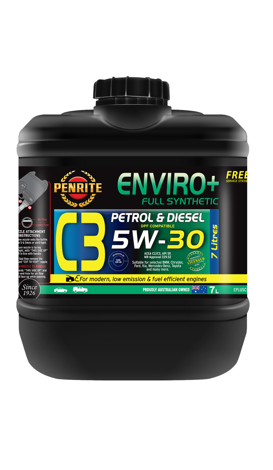ENGINE OIL *PENRITE* EPLUSC3007 ENVIRO+ C3 5W-30 (FULL SYN.) Full Synthetic