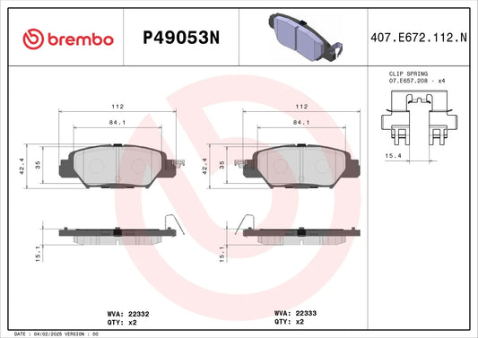 Brembo REAR Brake Pad Set For Mazda CX-5 KE 2.0L & 2.5L Petrol 2012-2017 CX5