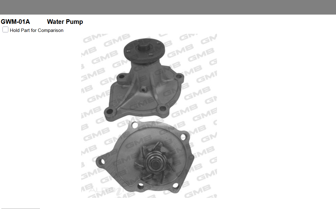 GENUINE GMB WATER PUMP+GASKET+SILICONE FOR MITSUBISHI TREDIA 1.6L 1983-1988