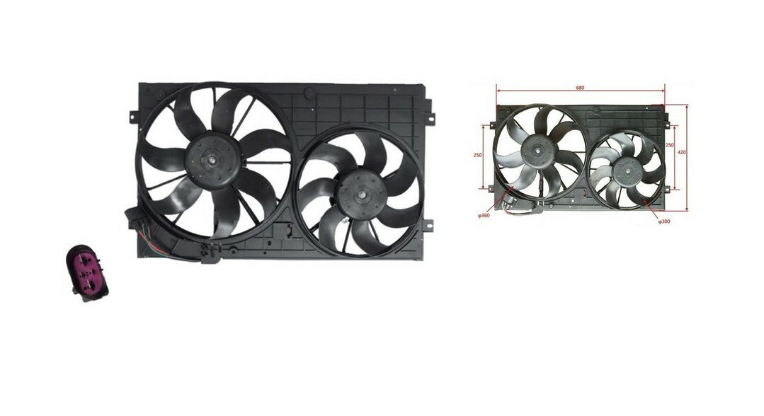 RADIATOR FAN ENGINE FAN FOR VOLKSWAGEN BEETLE 9C/1Y 10/2005-ON DISTANCE 250MM