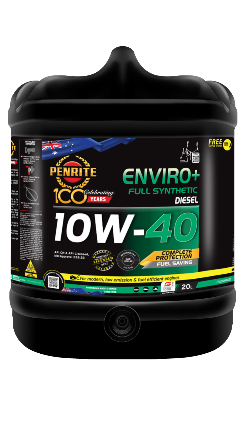 20-Litre ENGINE OIL *PENRITE* EPLUS10W40020 ENVIRO+ 10W-40 (Full Synthetic)