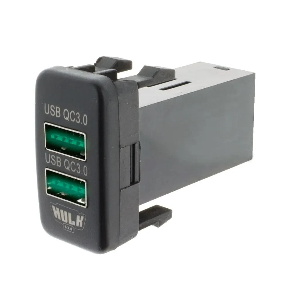 NEW HEAVY DUTY DUAL USB SOCKET QC3 OE RPL T/S FOR EARLY TOYOTA GREEN LED
