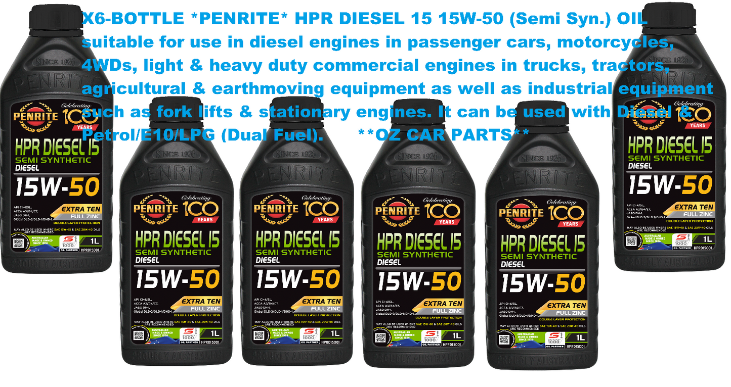 X6-BOTTLE *PENRITE* HPRD15001  HPR DIESEL 15 15W-50 (Semi Syn.) ENGINE OIL