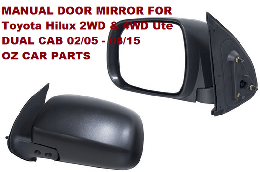 MANUAL PASSENGER SIDE LEFT DOOR MIRROR FOR TOYOTA HILUX 2005-2015 NEW BLACK