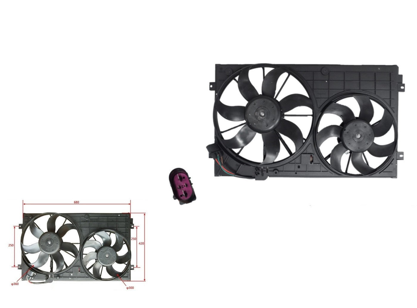 RADIATOR FAN ENGINE FAN FOR VOLKSWAGEN PASSAT B6/B7 07/2005-05/15 DISTANCE-250MM