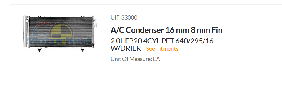 NEW AC CONDENSER FOR SUBARU XV G4X 12/2011-5/2017 2.0L FB20 4CYL PETROL
