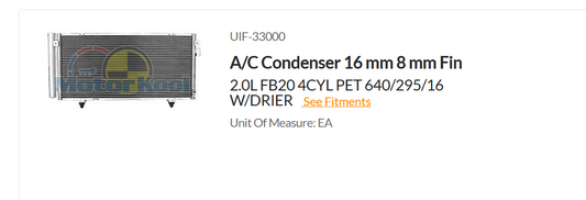 NEW AC CONDENSER FOR SUBARU XV G4X 12/2011-5/2017 2.0L FB20 4CYL PETROL