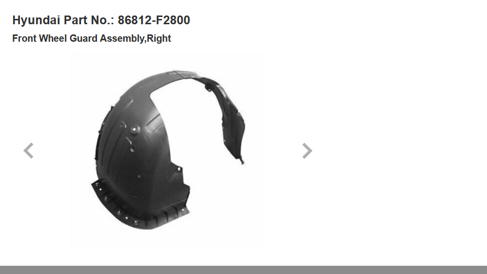 Genuine RIGHT FRONT INNER GUARD LINER FOR HYUNDAI ELANTRA AD-II 10/18-07/20