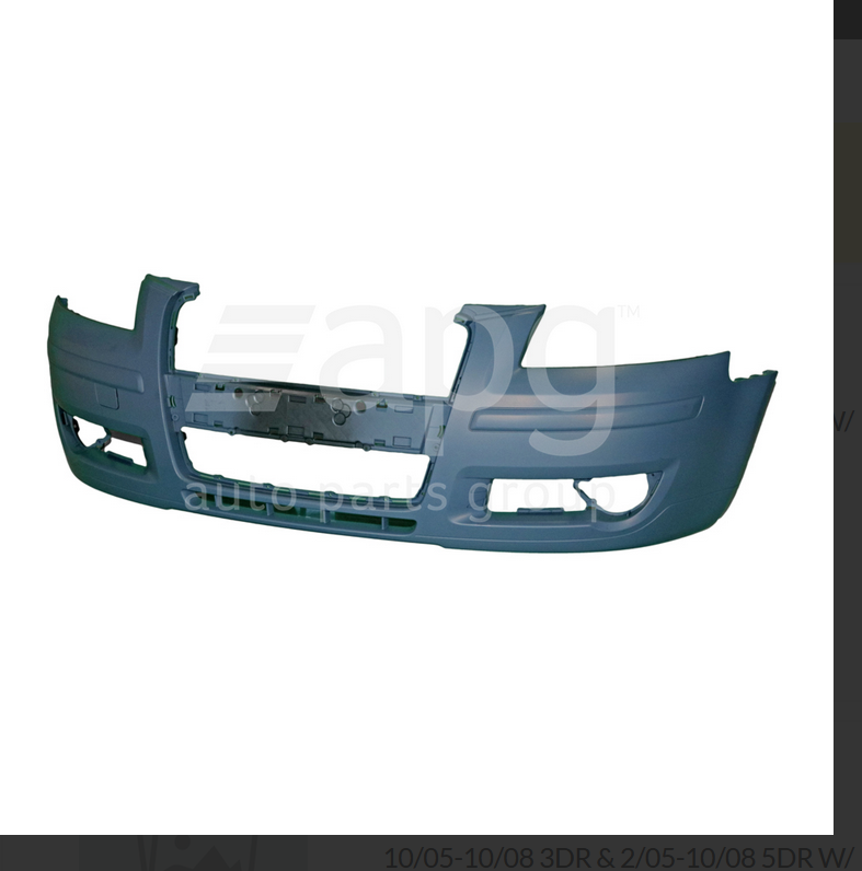 GENUINE FRONT BUMPER BAR FOR AUDI A3 10/05-10/08 3DR & 2/05-10/08 5DR W/O WASHER