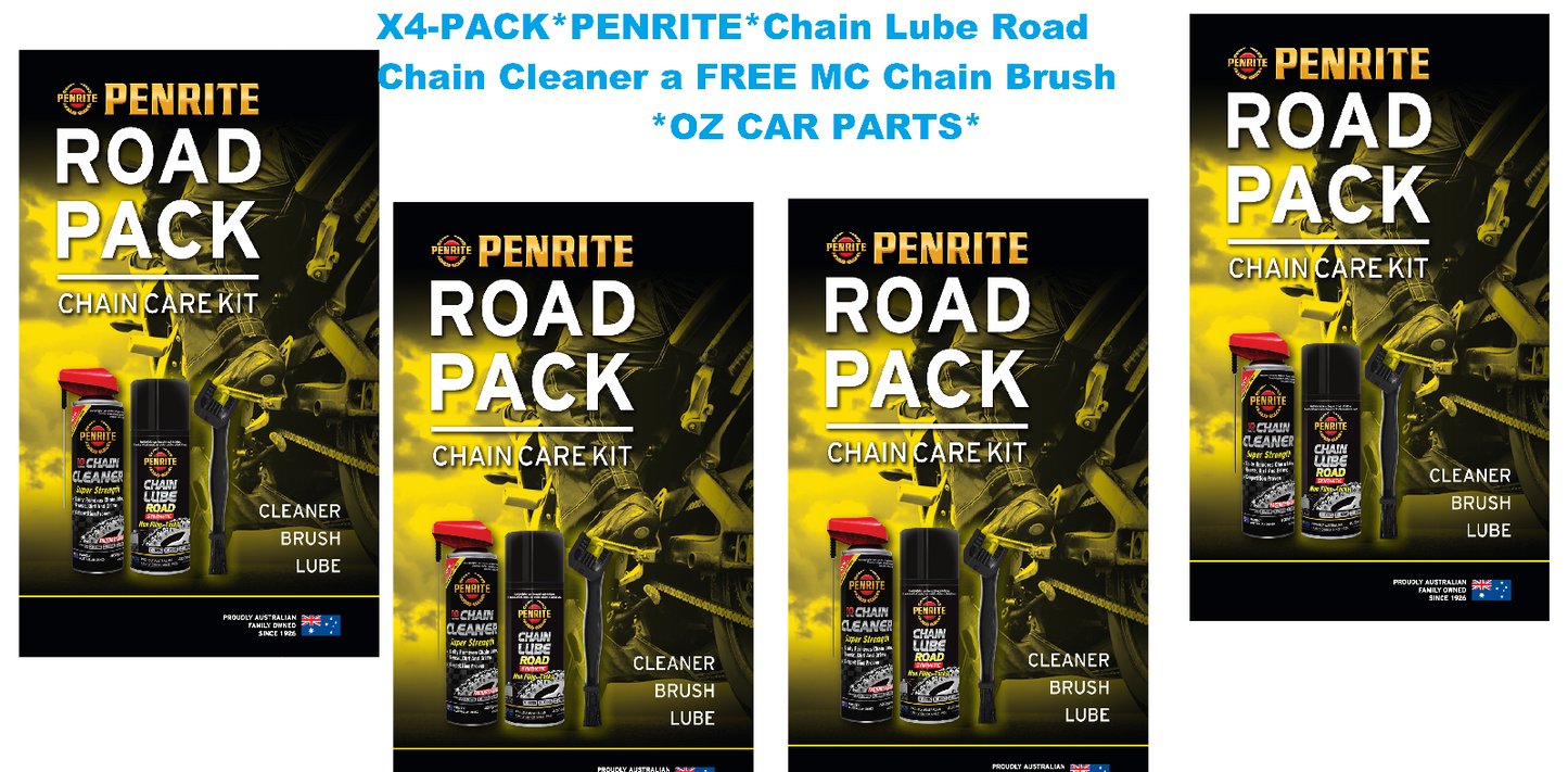 X4 PACK *PENRITE* MCROADPACK ROAD CHAIN PACK Chain Lube Road Chain Cleaner+BRUSH