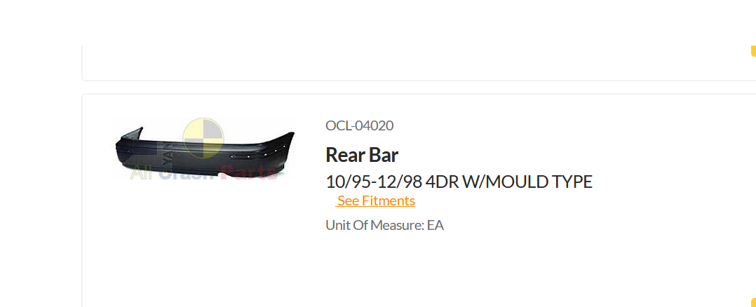 NEW REAR BAR COVER BUMPER FOR Honda Civic 10/1995-12/1998 4-DOOR W/MOULD TYPE