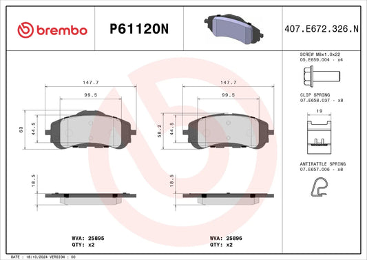 Brembo FRONT Brake Pad Set For Peugeot 308 II & 308 III: Hatchback and WAGON