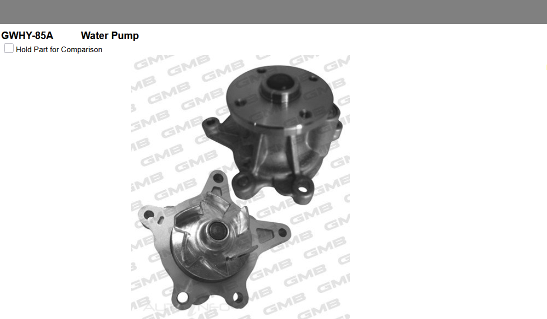 GENUINE GMB WATER PUMP+GASKET+SILICONE FOR Hyundai Venue 1.6 QX,QXI MPi (QX