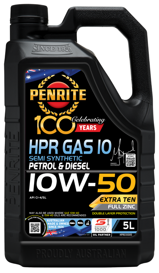 5L ENGINE OIL PENRITE HPR GAS 10 10W-50 (Semi Syn.)  *HPRG10005* Semi Synthetic