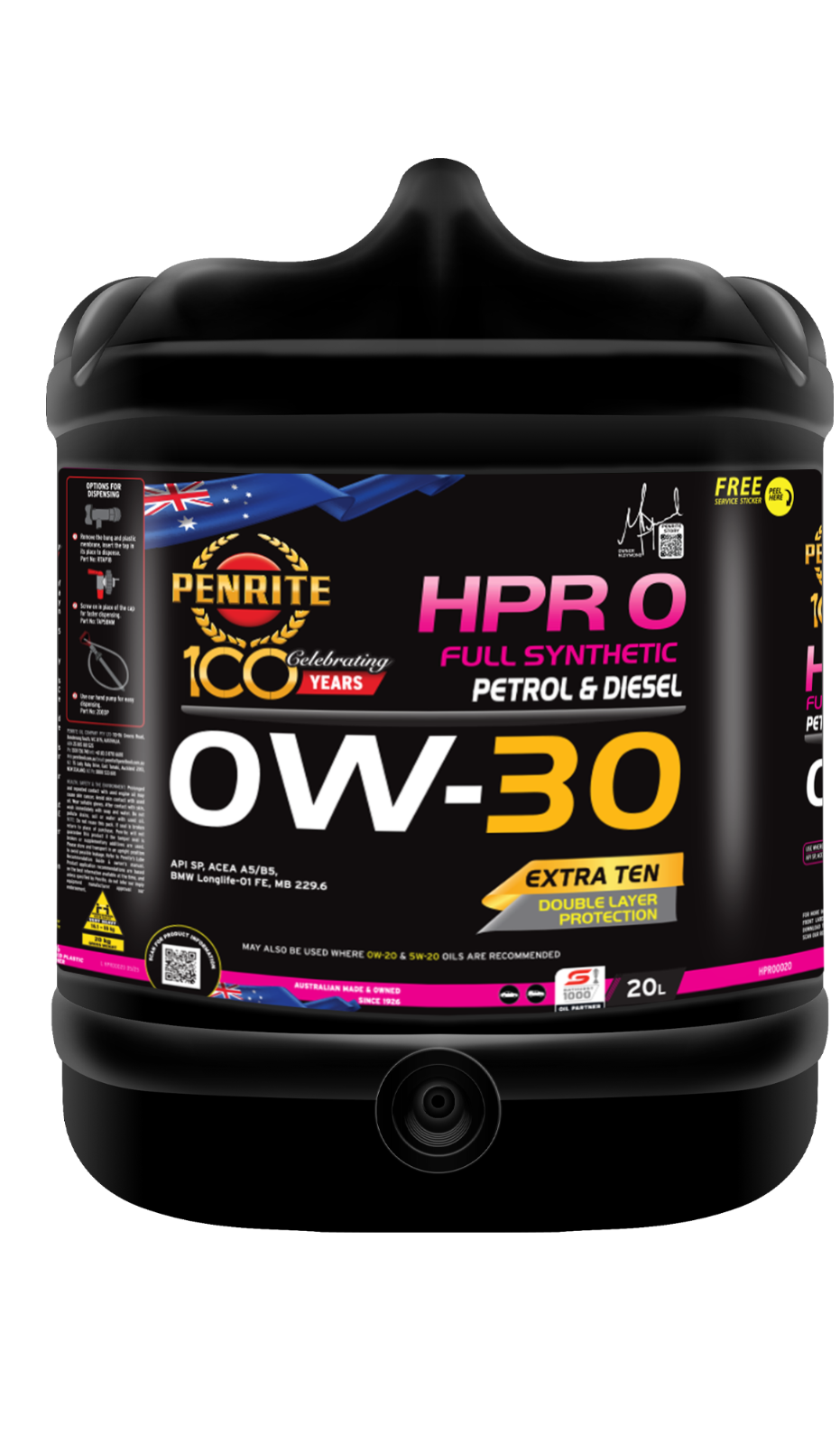 20-LITRE PENRITE OIL HPR 0 0W-30 Full Synthetic DOUBLE LAYER-EXTRA TEN HPR00020