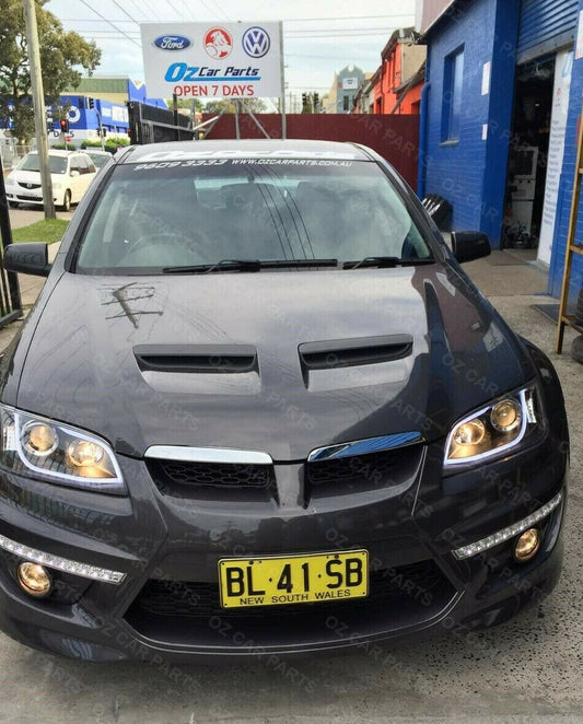 BLACK LED DRL Projector Headlights FOR HSV CLUBSPORT R8 HOLDEN VE NEW PAIR