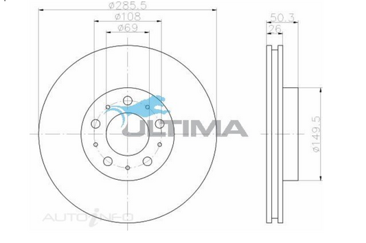 PAIR FRONT Disc Brake ROTOR FOR VOLVO - S60 - S80 -  1999 - 2010