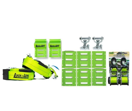 Combo Kit- E-Track kit 2 x Wheel Chock Plate SET & 50mm Retractable Ratchet SET