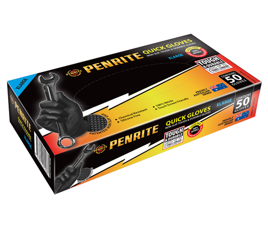 X1 BOX *50-XLARGE* Gloves *PENRITE* HEAVY DUTY GLOVES BLACK-GLOVES