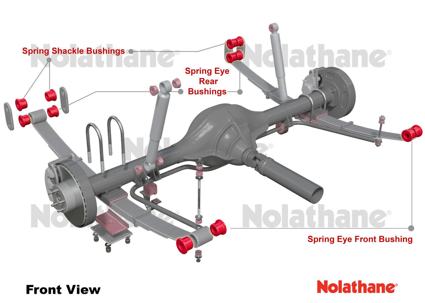 Nolathane Rear Axle Leaf Spring - Bushing KIT FOR FORD RANGER 2006-2011 - PJ PK