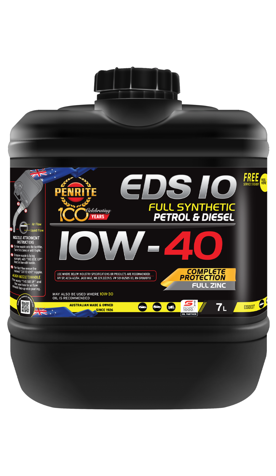 7-Litre - ENGINE OIL *PENRITE* EDS10007  EDS 10 (FULL SYNTHETIC) SAE 10W-40