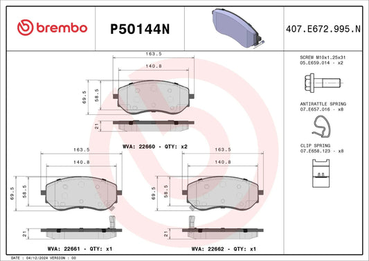 Brembo FRONT Brake Pad Set For Nissan Navara (D23 / NP300) â€“ 2.3L dCi / dCi 4x4