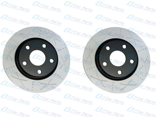 Front Pair Brake Disc Rotors Slotted Dimpled for Holden WM Statesman Caprice