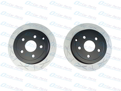 Rear Pair Brake Disc Rotors Slotted Dimpled for Holden SV6 VE VF Commodore