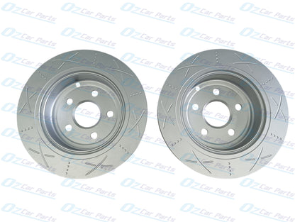 Rear Pair Brake Disc Rotors Slotted Dimpled for Holden Commodore VE VF SS SSV