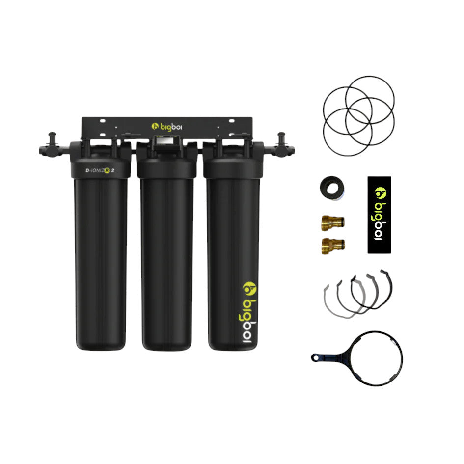 BigBoi D-IONIZR2 Water Filtration System 3 Filter Set Up with Built-in Bypass Valve & Digital TDS Meter D-IONIZR2SET MKII
