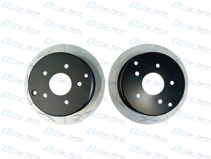 Rear Brake Disc Rotors Slotted Dimpled Pair for Holden Statesman WH WK WL