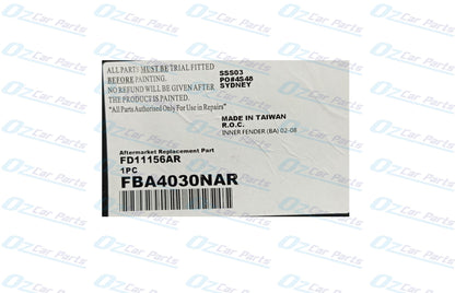 Front Driver Side Inner Guard Liner for Ford Falcon BA BF XR6 XR8