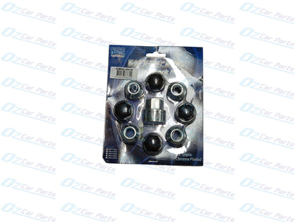 Wheel Lock Nuts 14x1.5 with 4 Black Caps for Holden Commodore VE WM 2006 - 2013