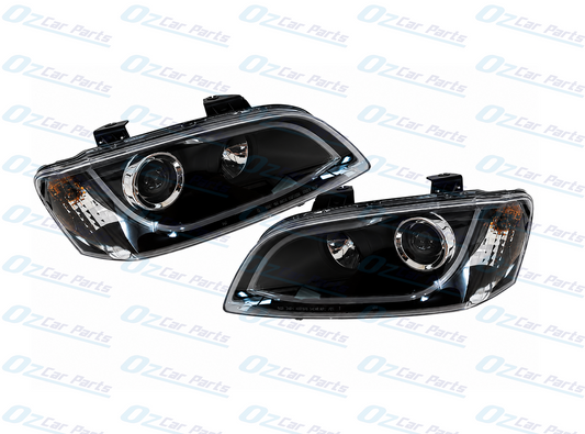 LED DRL Headlight Pair Black Projector for Holden Commodore VE HSV GTS E1 E2 Clubsport Senator Maloo