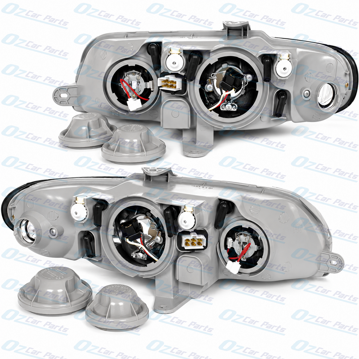 Headlight Pair Tear Drop Black for Holden Commodore VX VU SS
