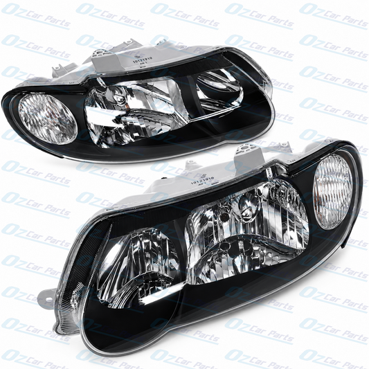 Headlight Pair Tear Drop Black for Holden Commodore VX VU SS