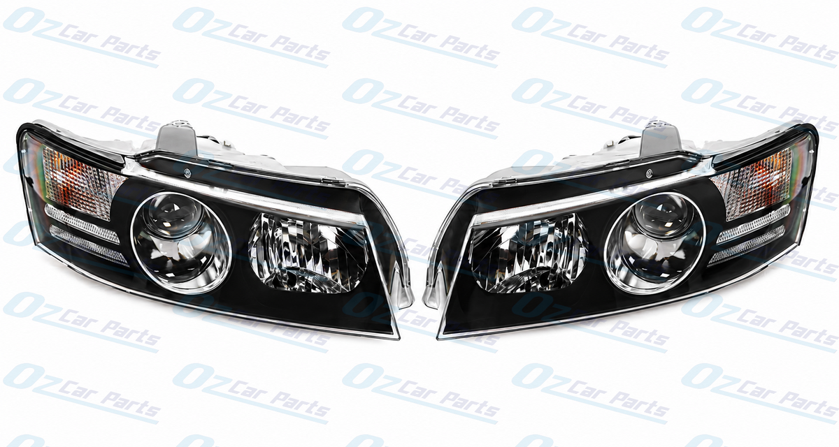 Headlight Pair Black Projector for Holden Commodore Adventra VZ SS